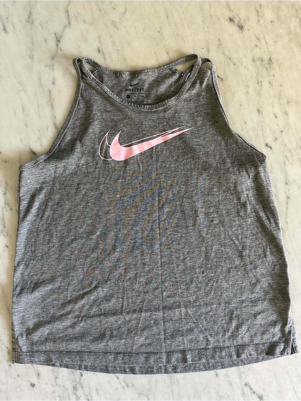 Nike Gray Tank Top with Pink Swoosh Accent